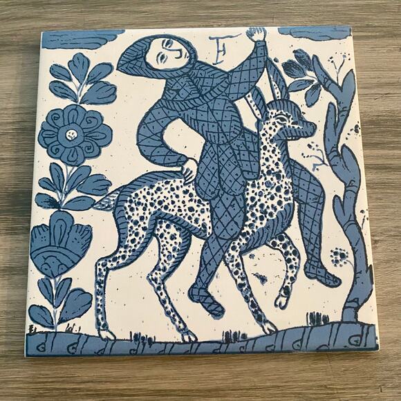 Vintage Mexican Collectors Ceramic Tile 17th Century Reproduced 6"x6", Trivet - Picture 1 of 4